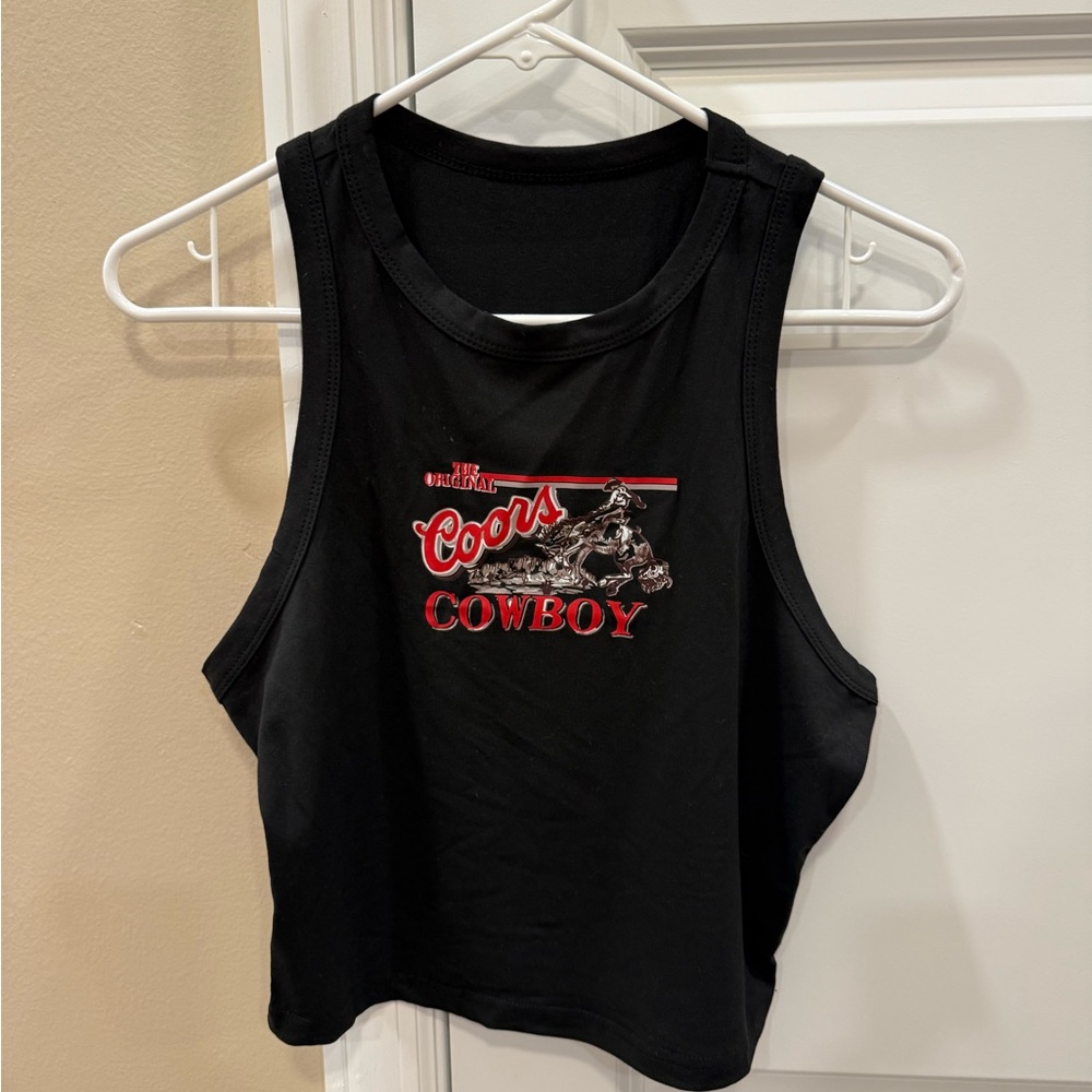 SHEIN Black Coors Cowboy Crop Top